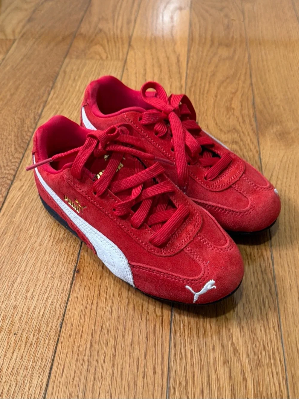 Kid Size 1C PUMA Speedcat OG Athletic Shoe -Red / White.